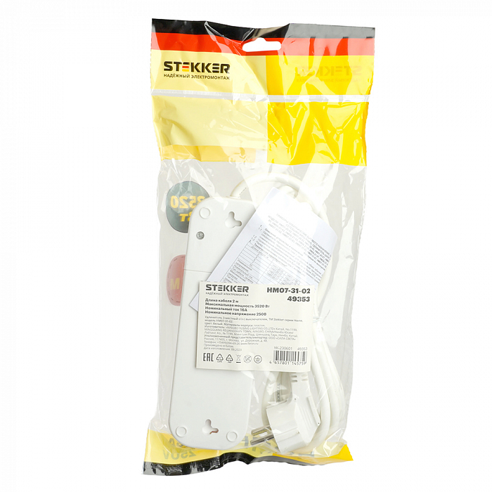 Удлинитель/сетевой фильтр STEKKER 49353